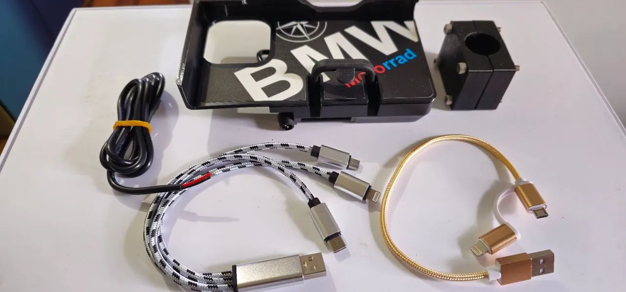Suporte celular com usb cabos