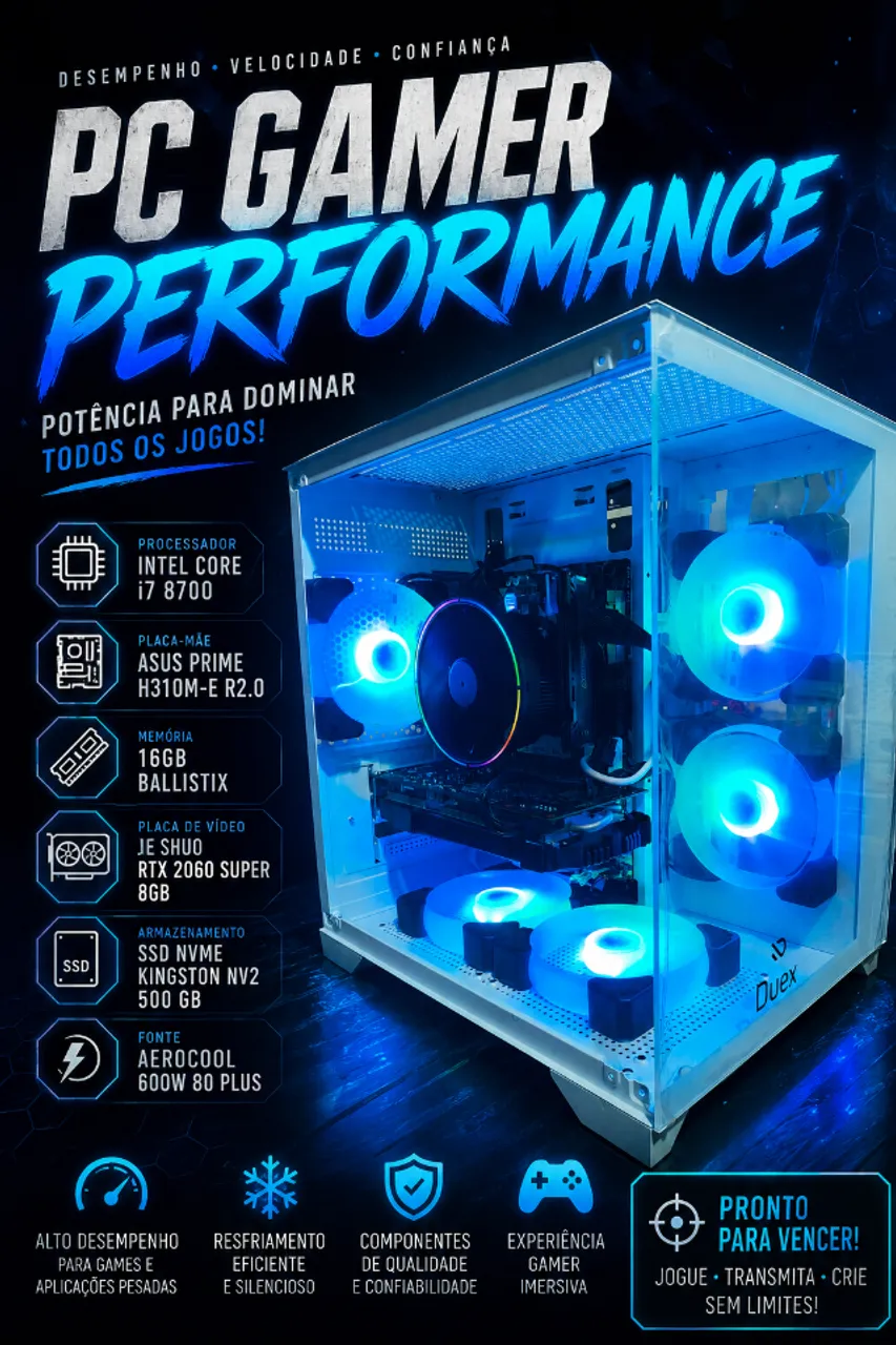 PC Gamer Ryzen 7 2700 GTX 1660 Super 6GB - Completo - Até 12 X 257