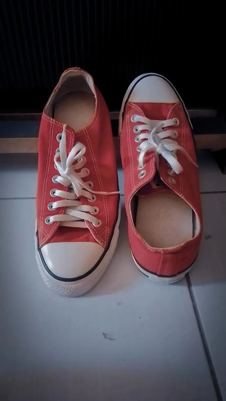 2 Tênis Converse All Star Original Preto e Vermelho  - Foto 4