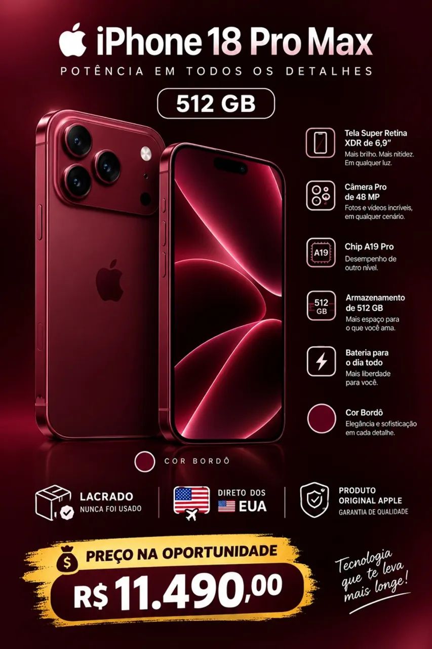 Iphone 18 Pro Max Bordô 512gb