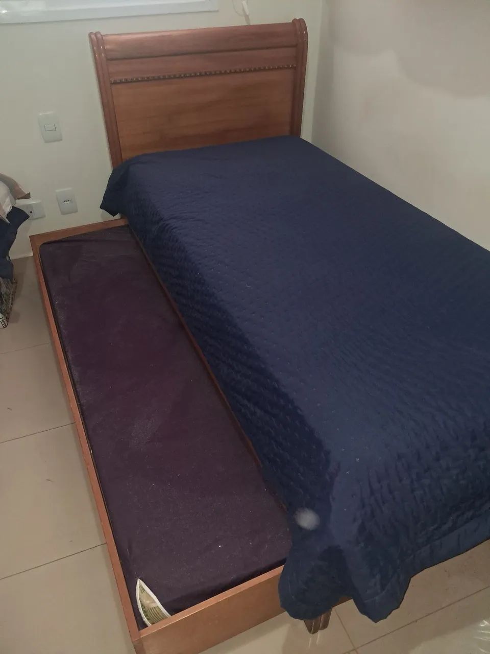 Cama solteiro em Madeira maciça com auxiliar.  - Foto 2