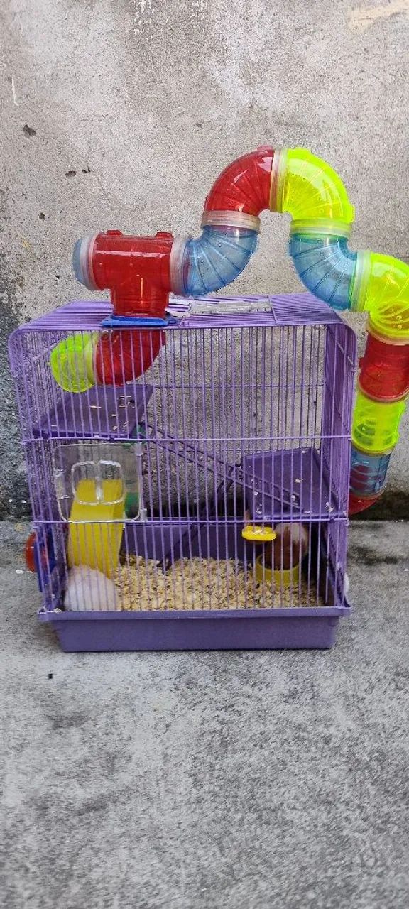 Vendo gaiola para hamster de 3 andares com, comedouro, bebedouro e roda de ecercicios - Foto 2