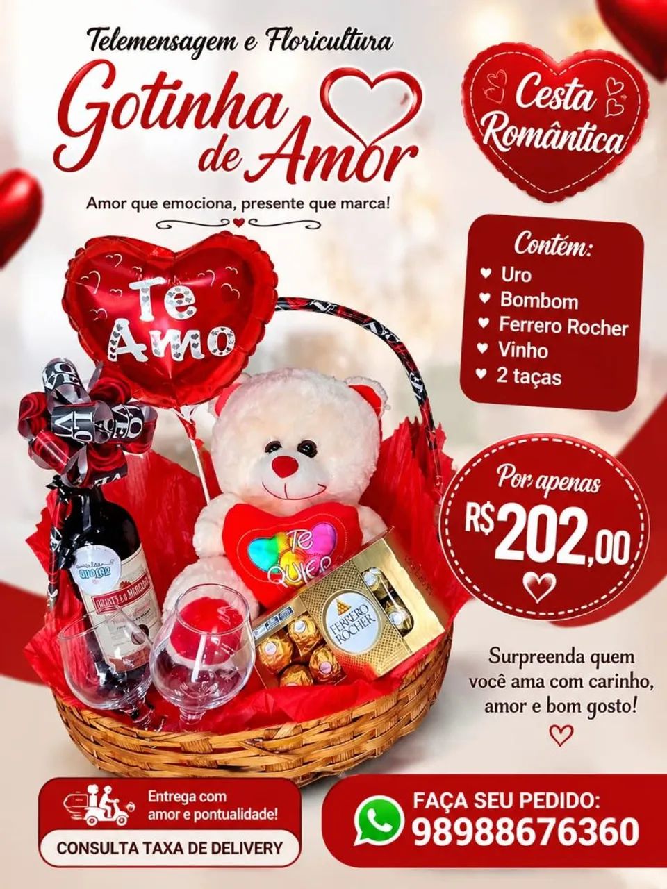 Cesta romântica whs * - Foto 3