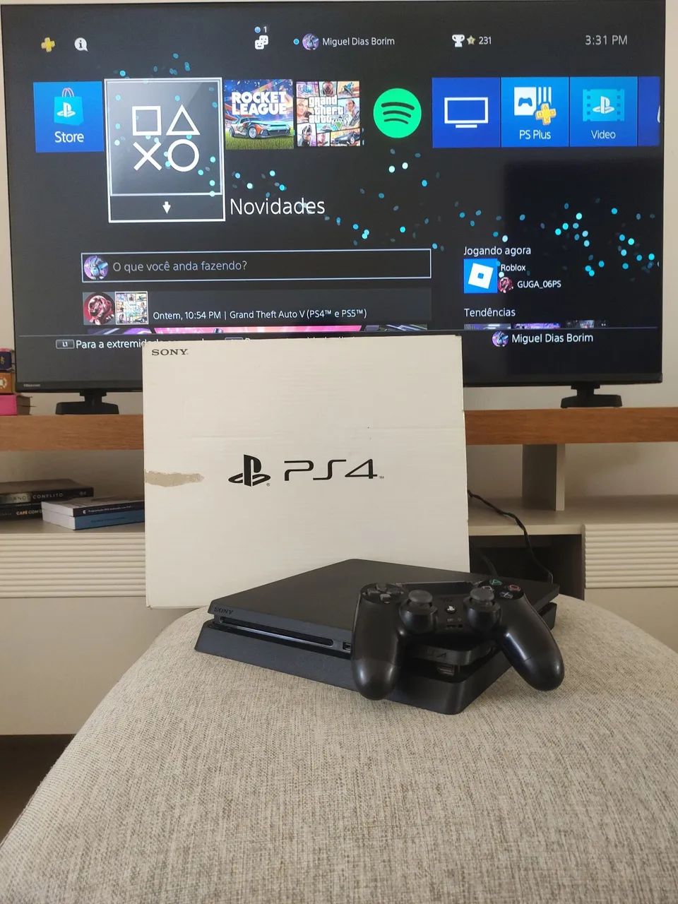 PS4 Slim + Controle Original DualShock 4 - Funcionando Perfeitamente
