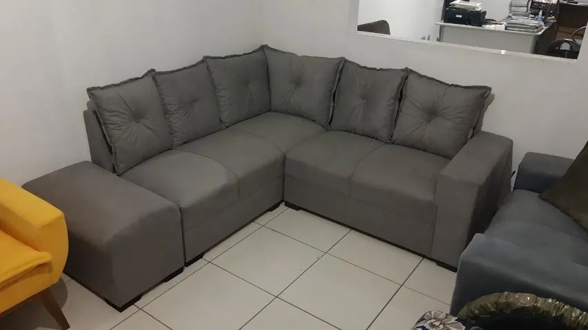 sofa de canto com puff ...entrega uberlandia