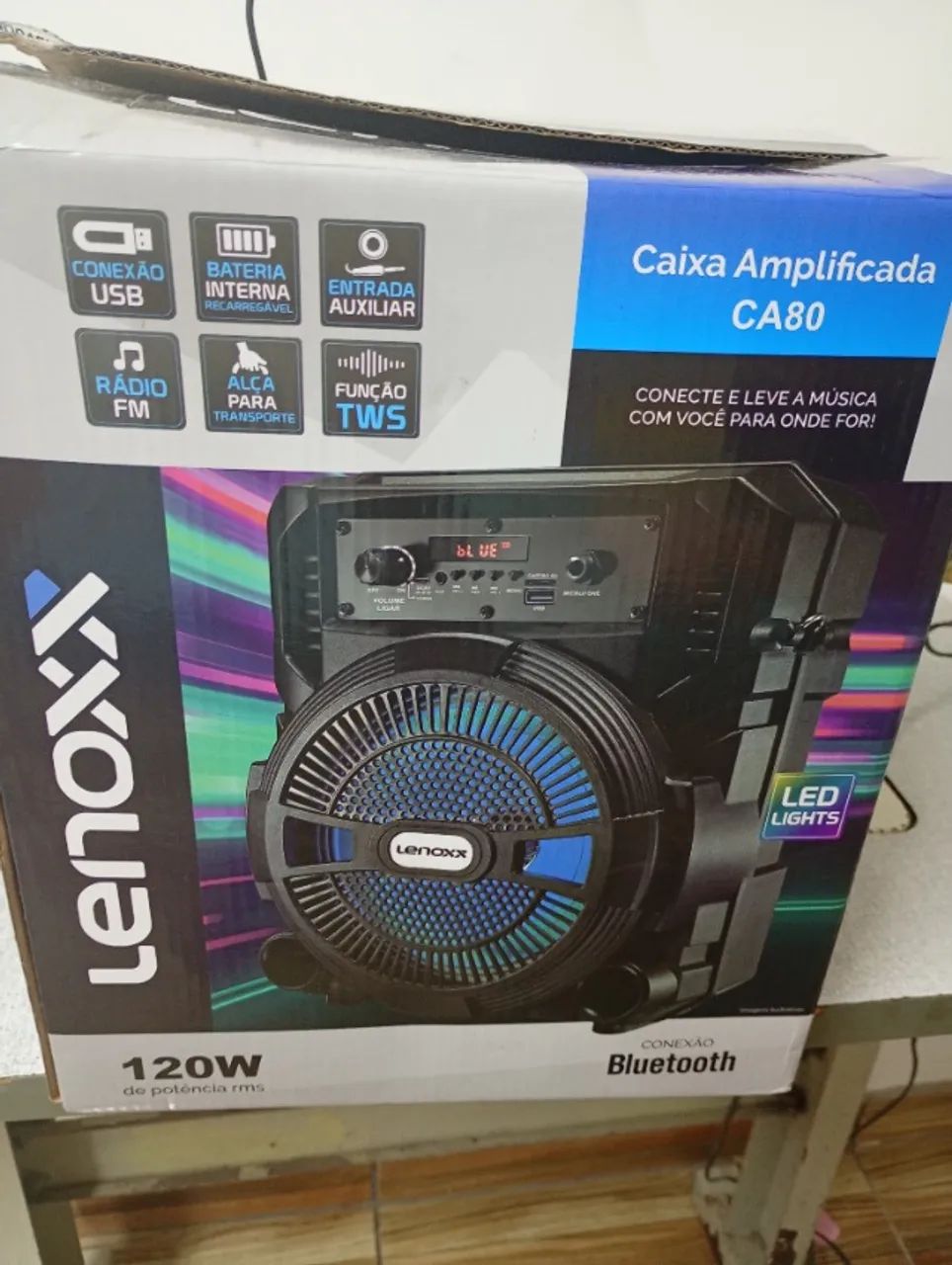 Caixinha de som lenoxx 120w