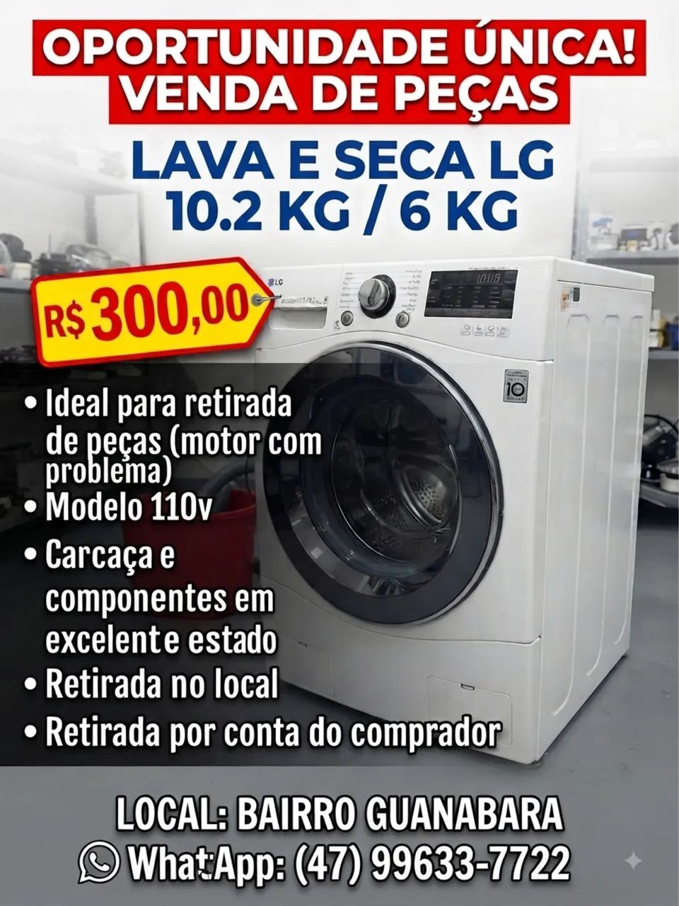 Lava e Seca para peças . Estragada 