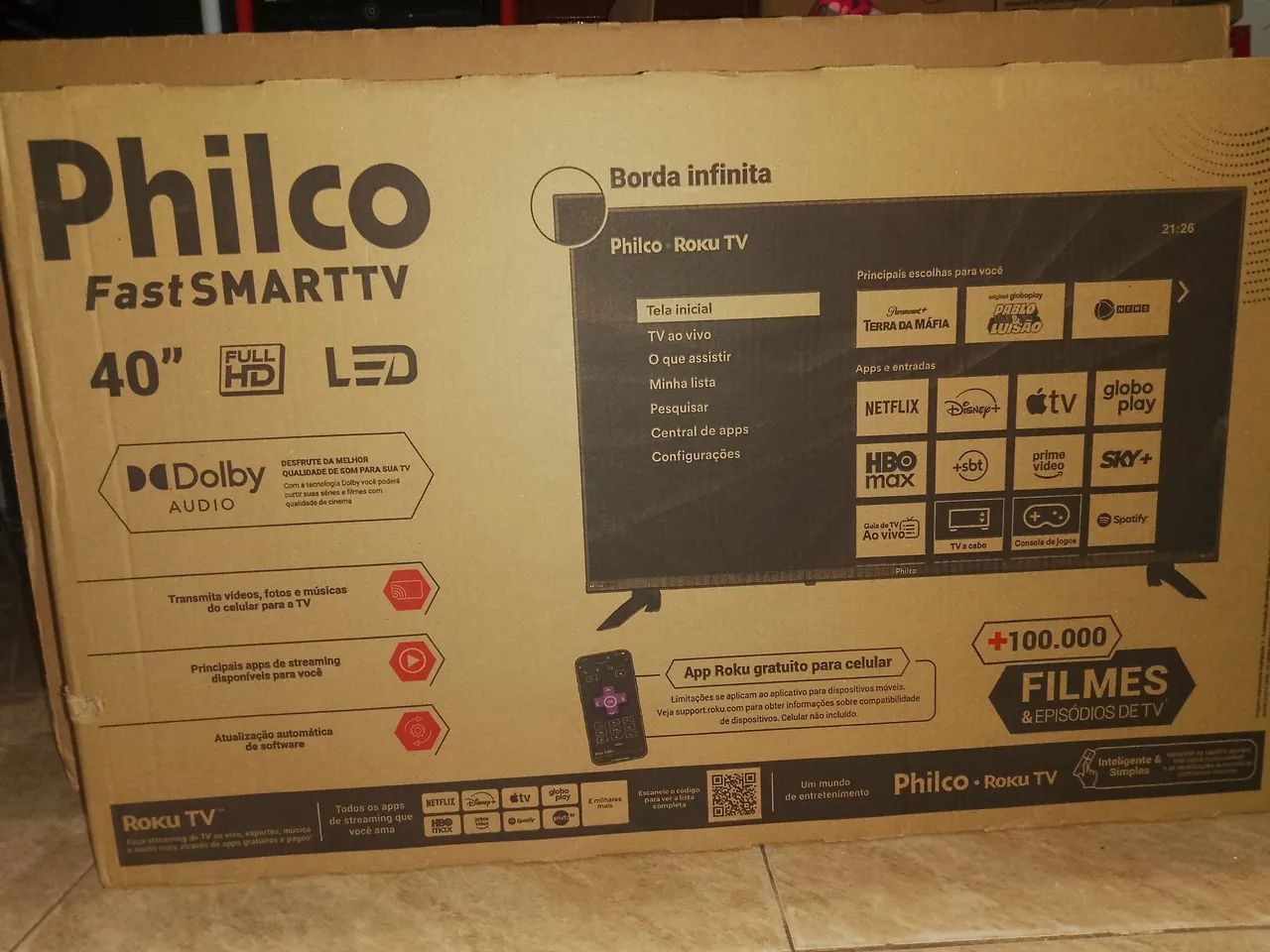 TV PHILCO 40" SMART - NOVA, NA CAIXA