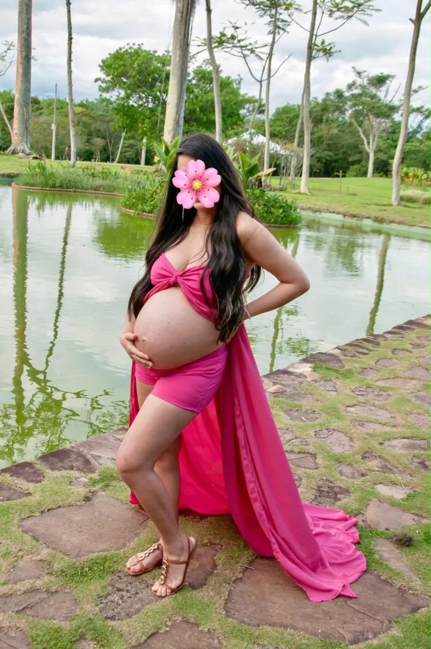 Roupa rosa ensaio gestante - Foto 2