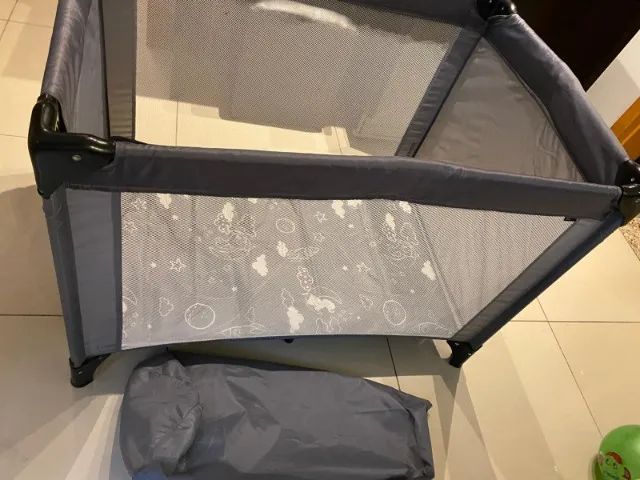Berço Cercadinho Retangular Playtime Até 15kg BB413 Cinza - MultiKids - Foto 4