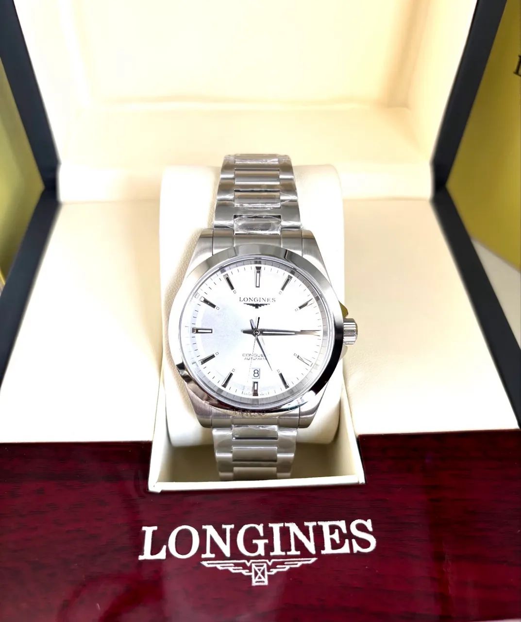 RELOGIO MASCULINO LONGINES CONQUEST BRANCO 41MM LINHA PREM AAA+ AUTOMATICO