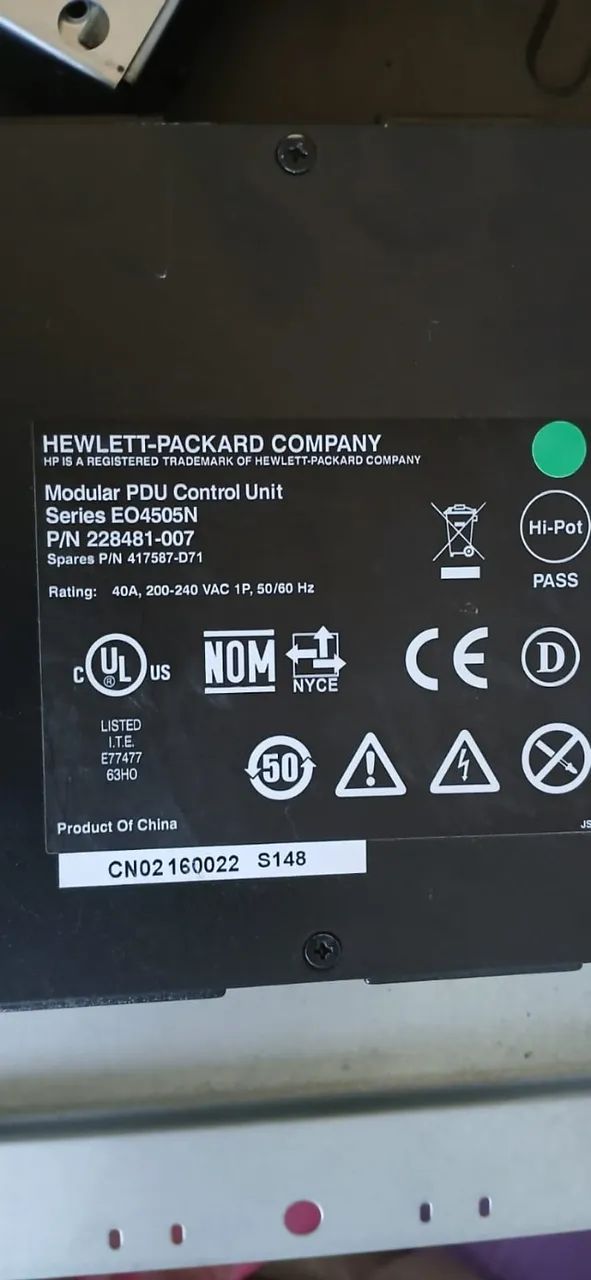 Unidade de Distribuição de Energia PDU HP EO4505N