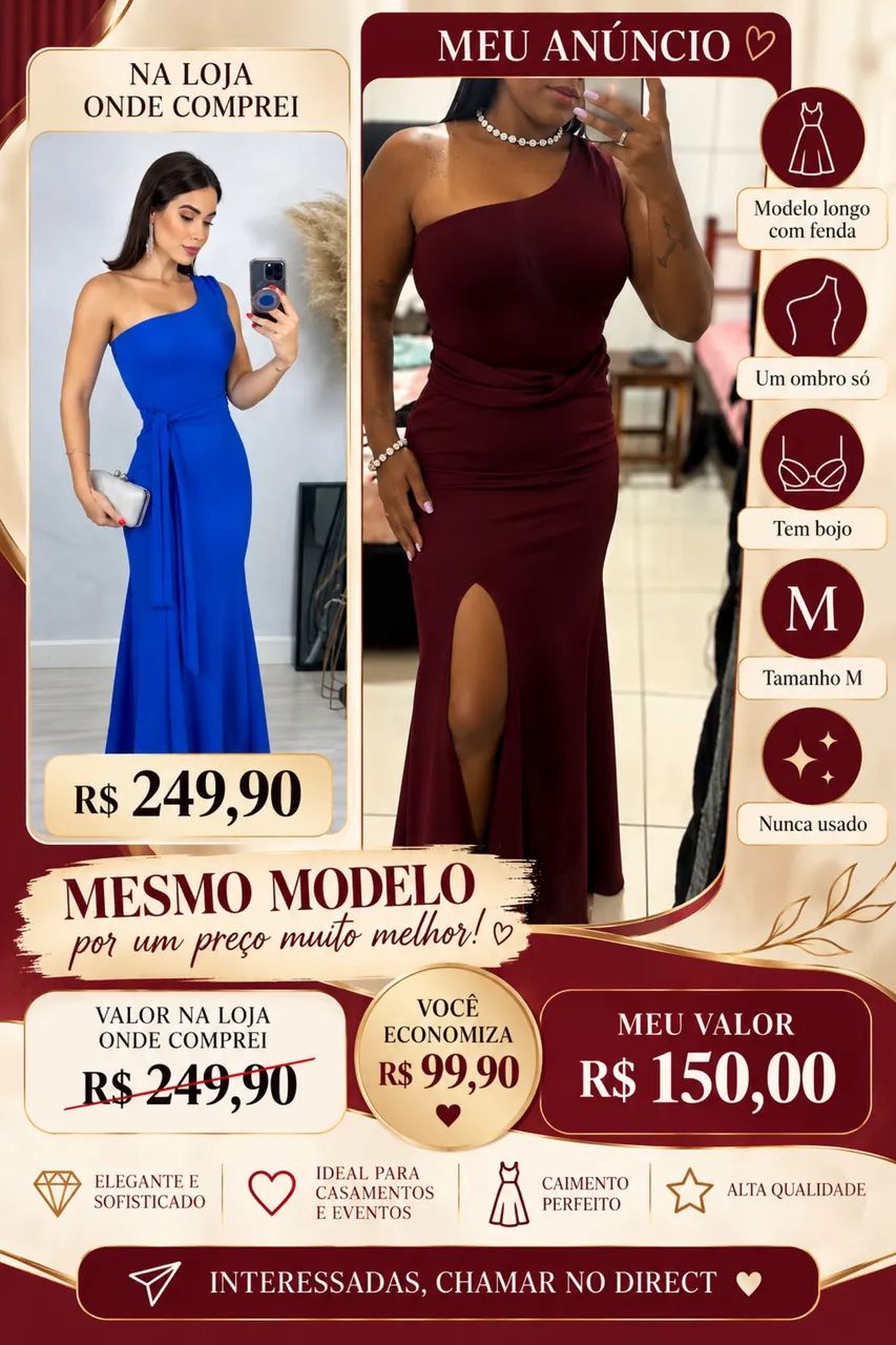 Vestido Marsala Longo - Foto 2