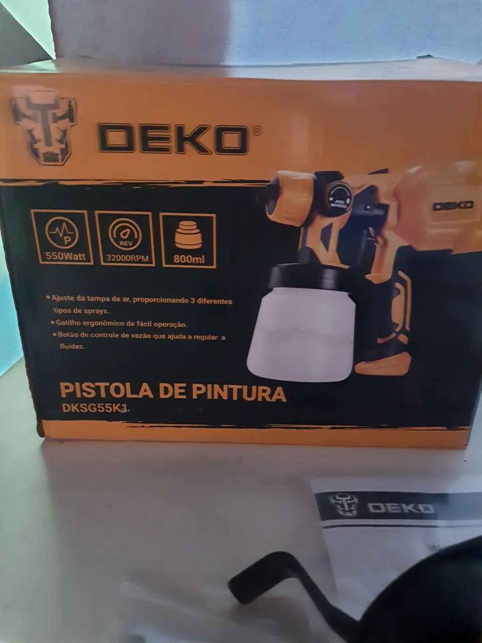 Pistola Pintura Pulverizadora 220v Elétrica 550w 800ml 3 Bicos E Acessórios - Deko<br><br> - Foto 2