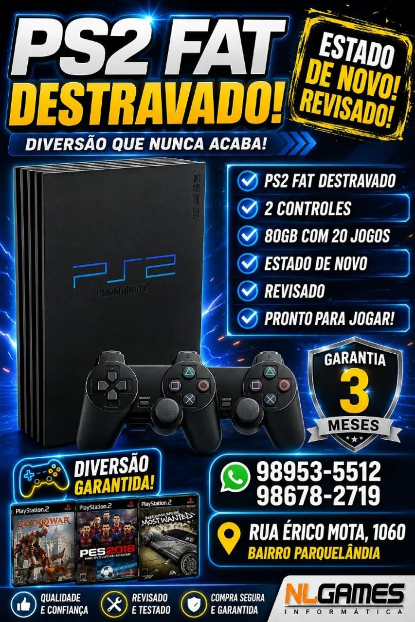 Ps2 fat destravado estado de zero