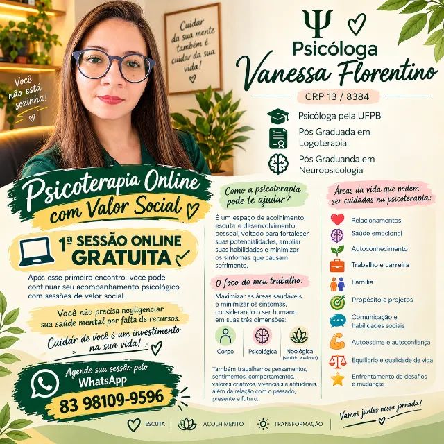 Psicóloga Online Com 1 Sessão Grátis 