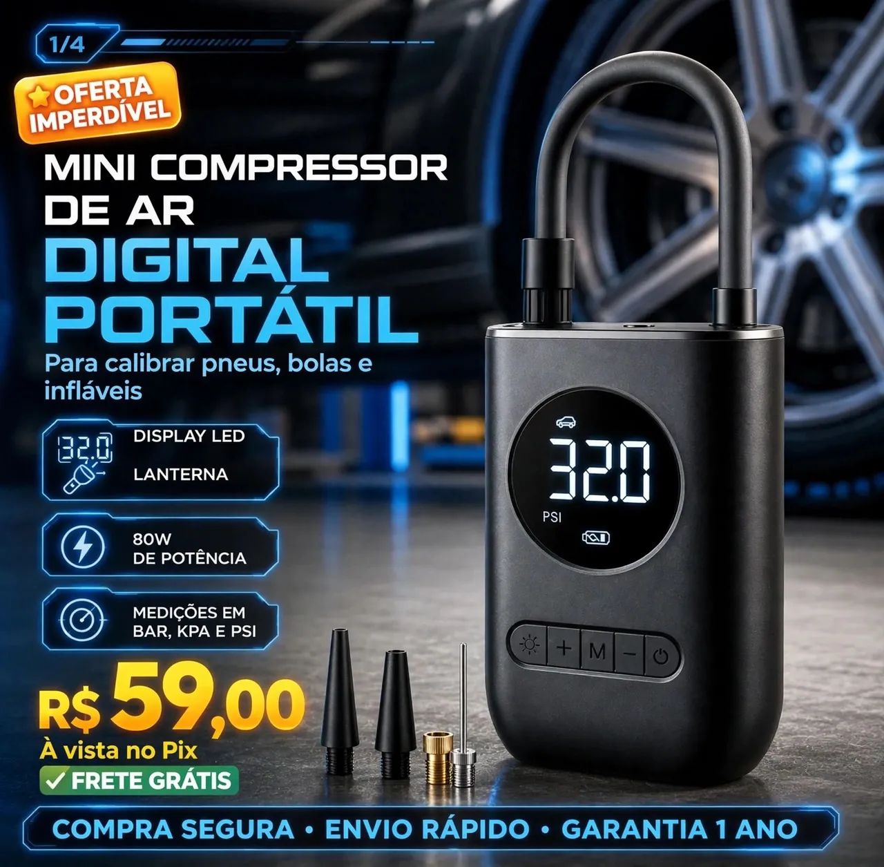 Mini Compressor de ar Digital