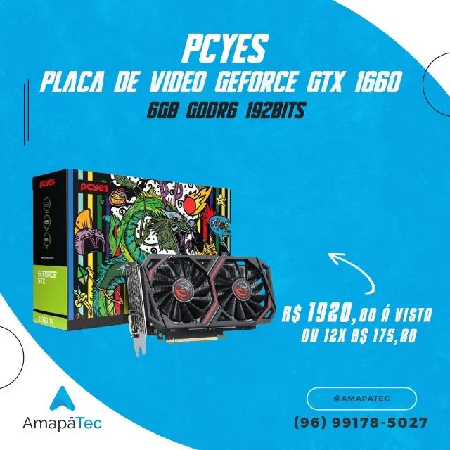 Placa De Video Pcyes Geforce Gtx 1660  6Gb Gddr6 192Bits