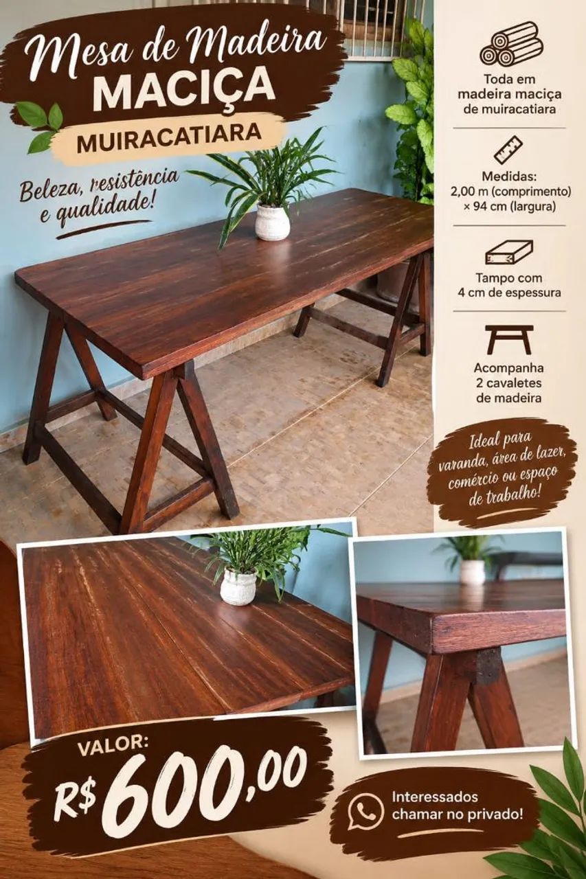 Vendo mesa em madeira 