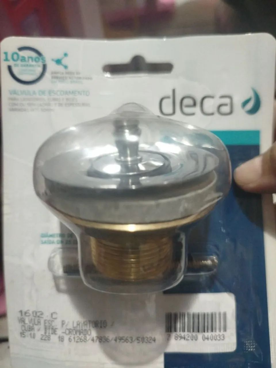 Válvula de escoamento para lavatório em metal com tampa cromada Deca - Nova