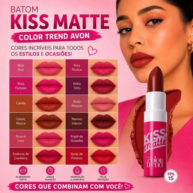 Batom Kiss Matte - Avon Color Trend