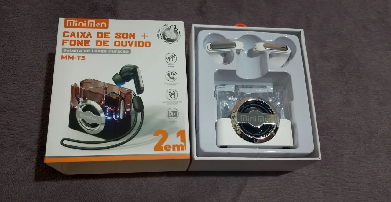 Caixa de som com fone bluetooth 