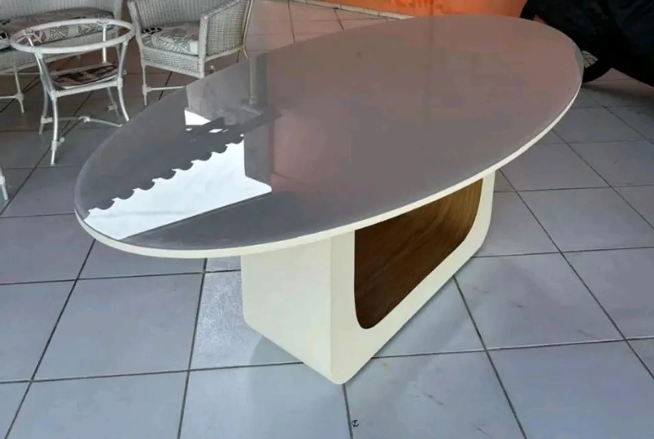 Mesa de Jantar Oval Luxo com Vidro Laqueado  - Foto 4