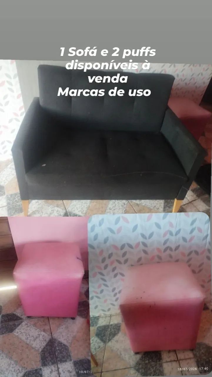 1 sofá de dois lugares  e 2 puffs  - Foto 2
