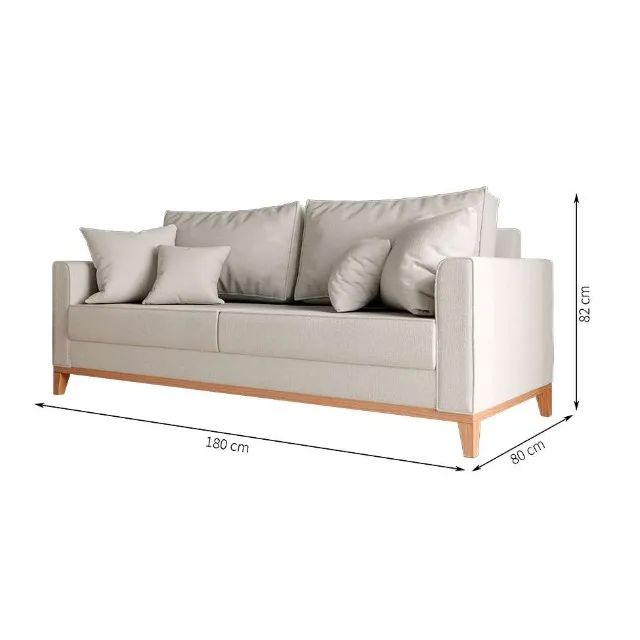 Sofá Benny Living 180cm 3 Lugares Linho Cinza Novo - Foto 5