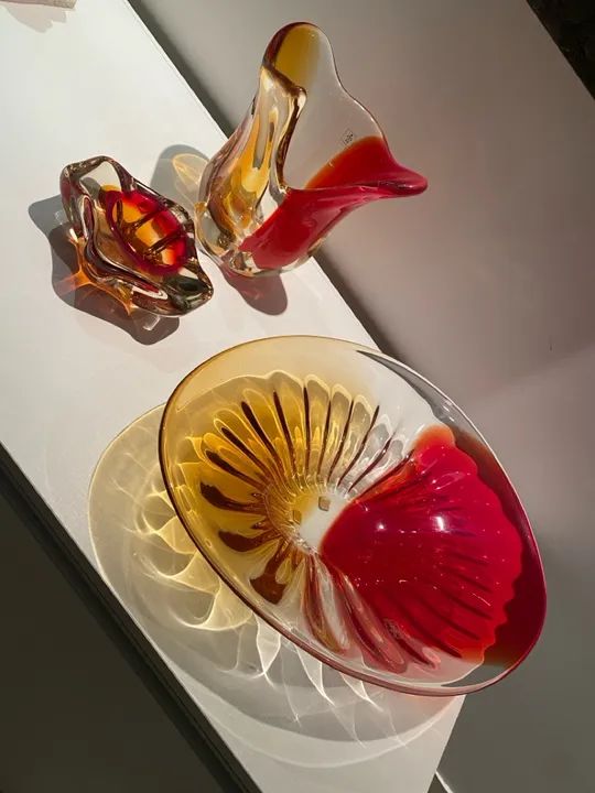 Vendo 3 peças lindas em cristal Murano 