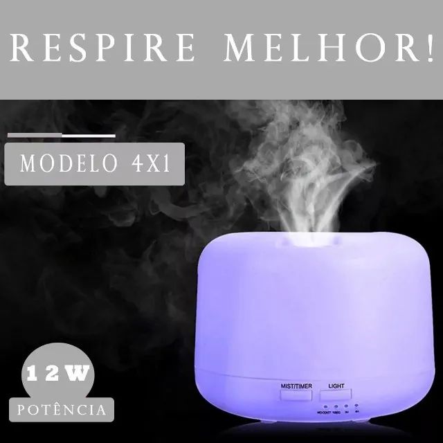 Difusor Aromatizador Umidificador De Ar E Óleos Essenciais Cor Branco - Foto 3