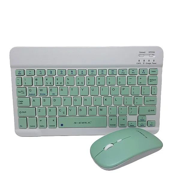 Rechargeable Mini Keyboard and Battery-Powered Bluetooth Mouse Kit, Green - X-Cell64302532245634121