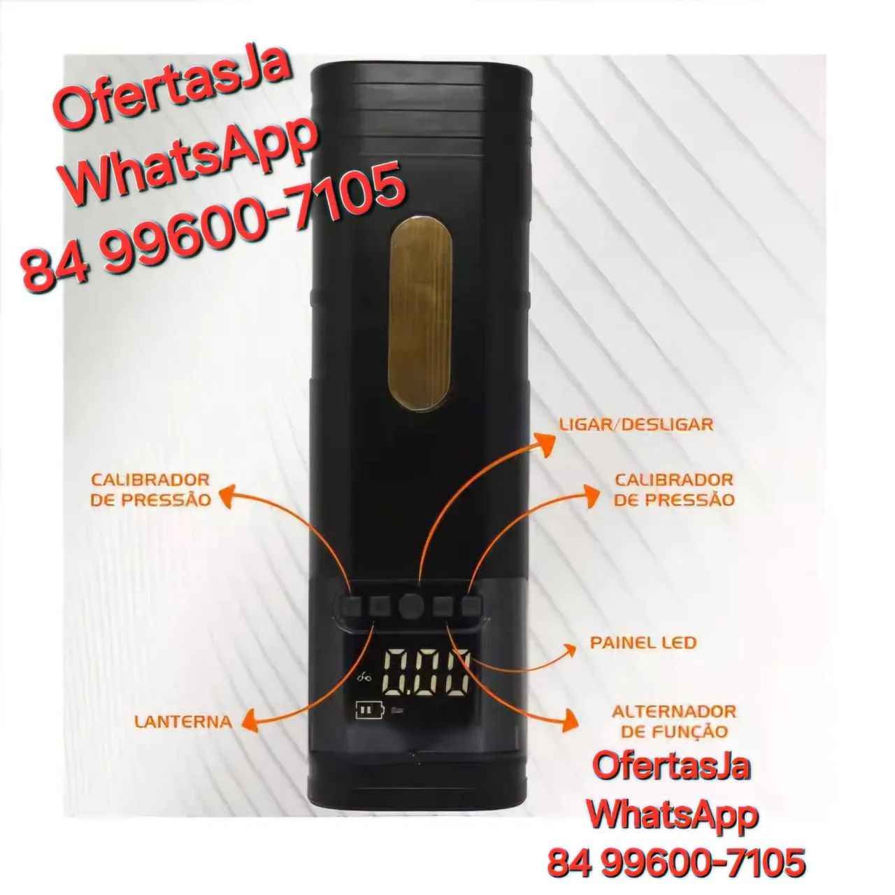 Calibrador Compressor de Ar Portátil Recarregável sem Fio Usb - Foto 2