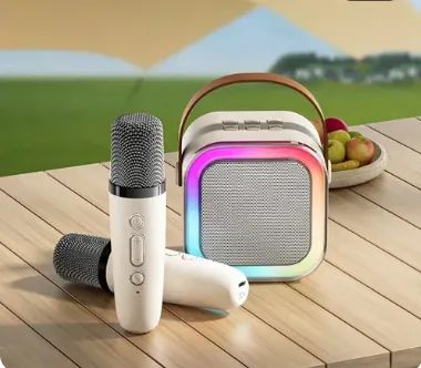 Caixa de Som com 2 Microfones Led RGB Bluettoth K12 Karaoke z729 - Foto 4