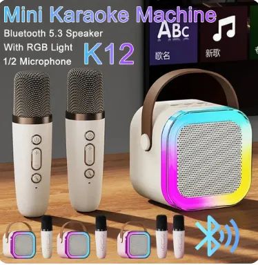 Caixa de Som com 2 Microfones Led RGB Bluettoth K12 Karaoke z729 - Foto 5