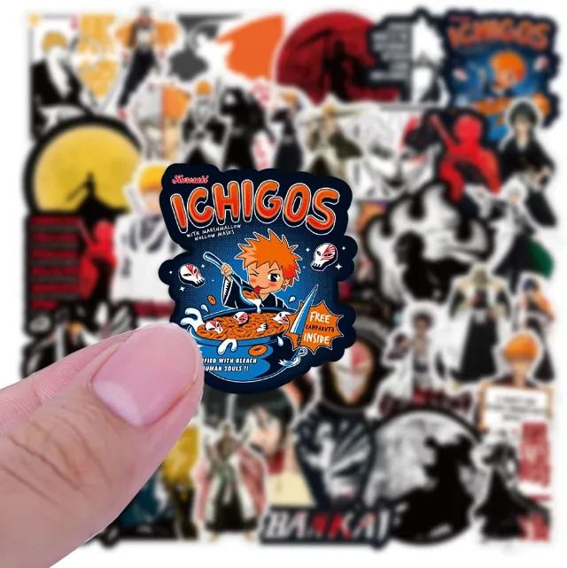 Kit 50 Adesivos de Bleach - Ichigo Kurosaki - Autocolantes Pcs Peças Unidades - Foto 4