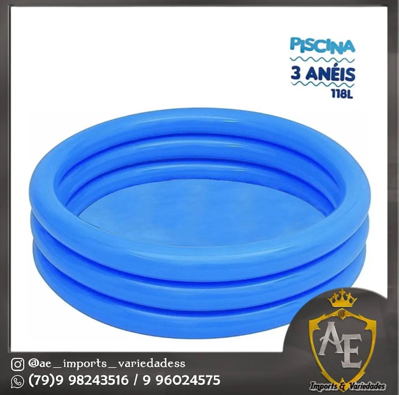 Piscina Infantil 3 Anéis 118L