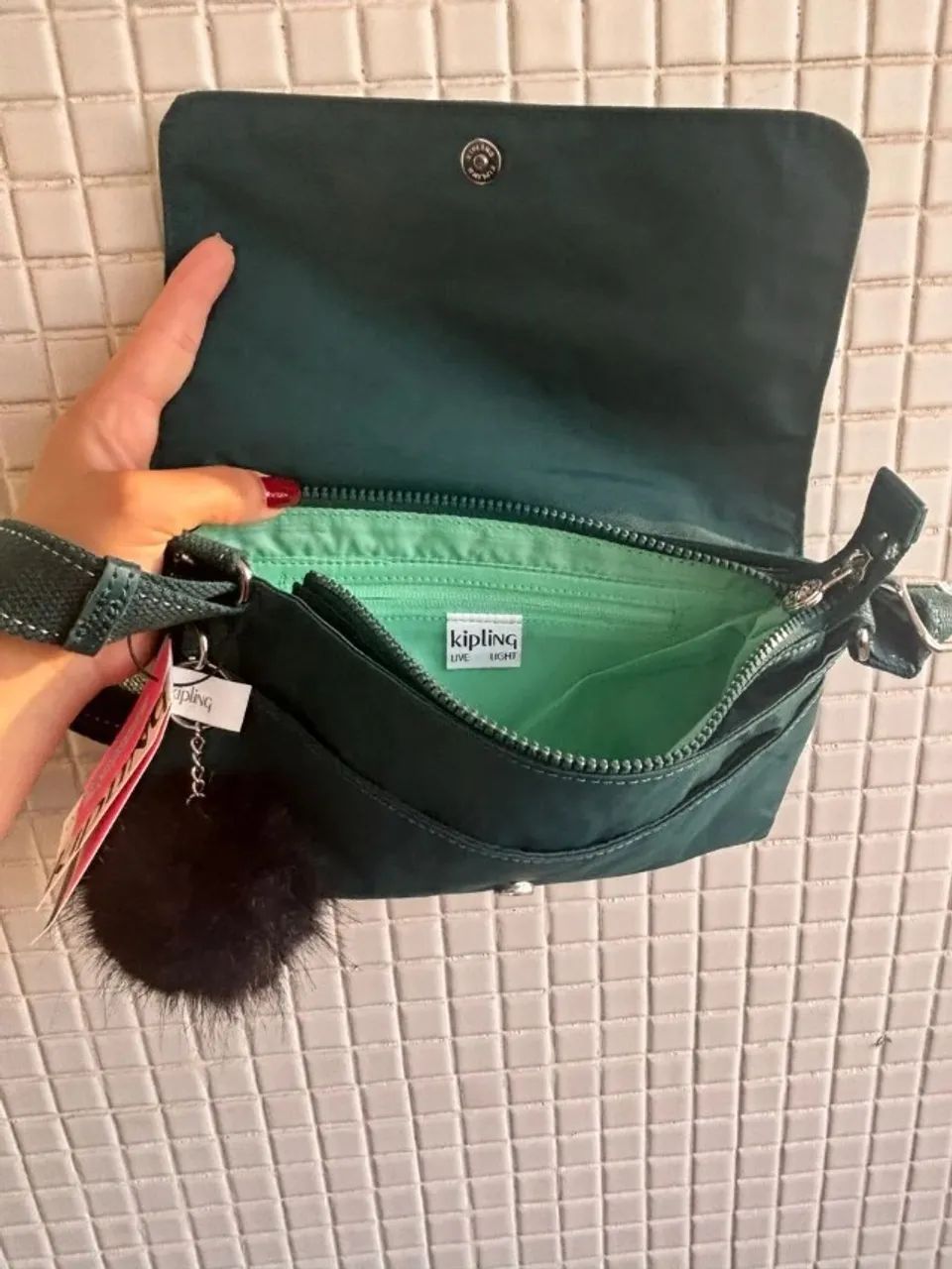 bolsa kipling verde modelo gypsie - nova - Foto 3