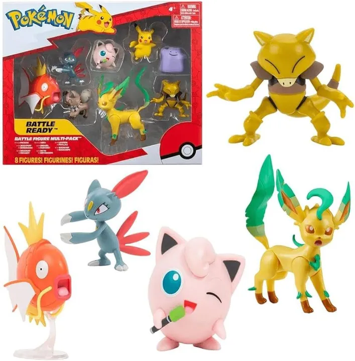 Pokémon - Conjunto com 8 Figuras de Ação Battle Ready Suuny Lacrado