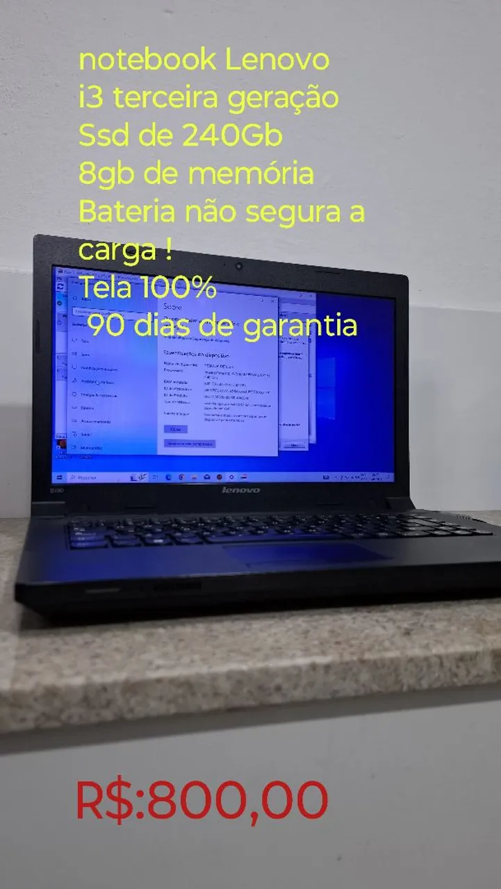Notebook Lenovo i3 3ª Geração SSD 240GB 8GB RAM