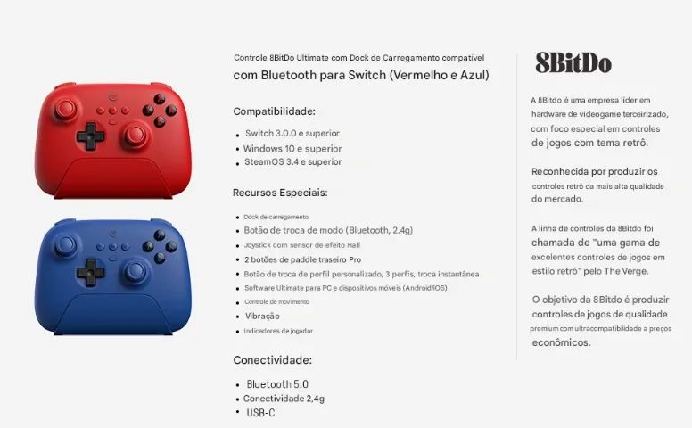 Controle 8BitDo Ultimate Bluetooth Azul - Foto 4
