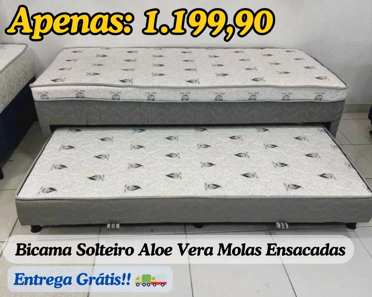 Bicama Solteiro Aloe Vera Molas Ensacadas 
