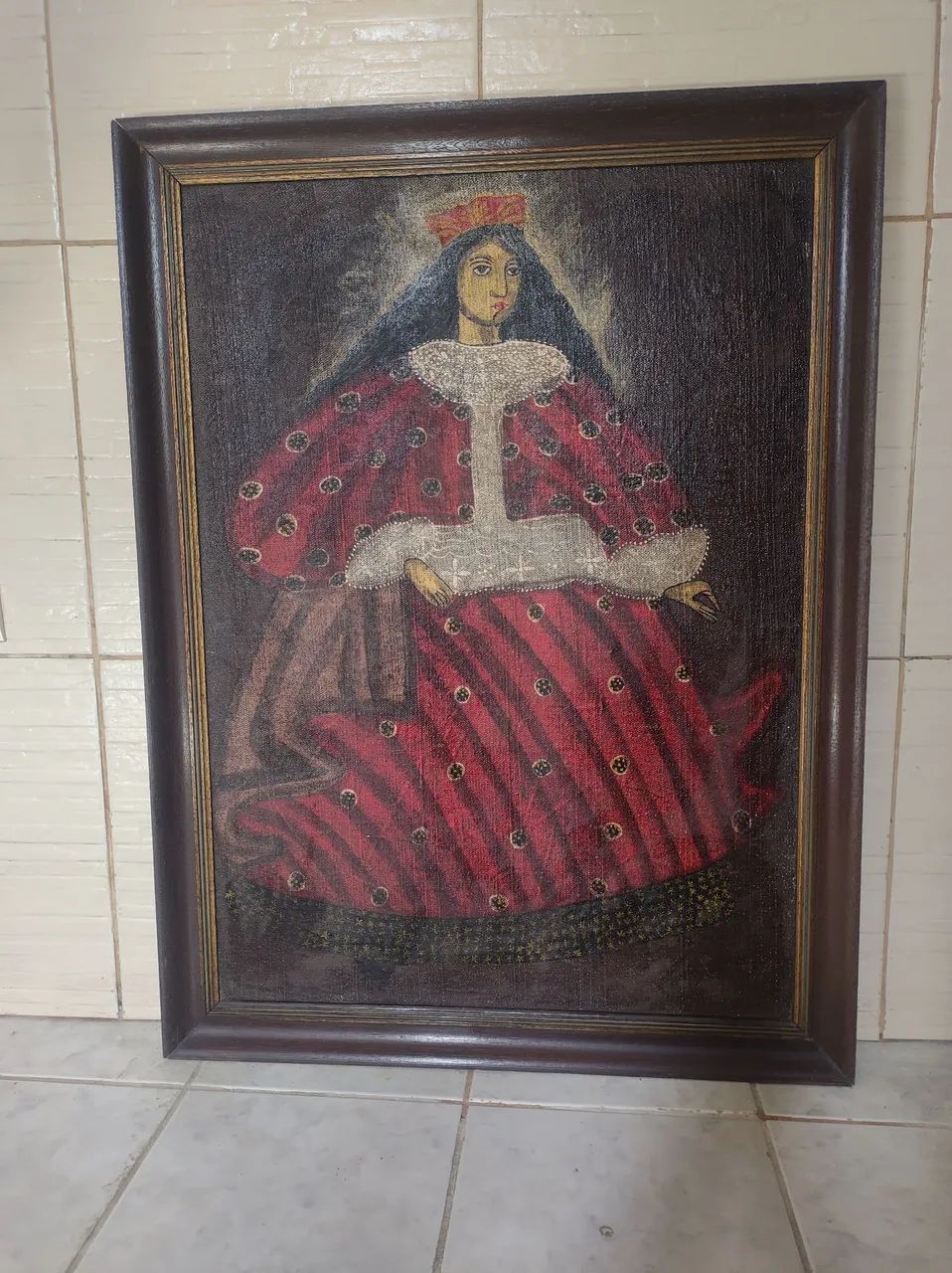 Quadro Antigo Colonial - Estilo Escola Cusquenha Andina Século XVIII-XIX - Foto 3