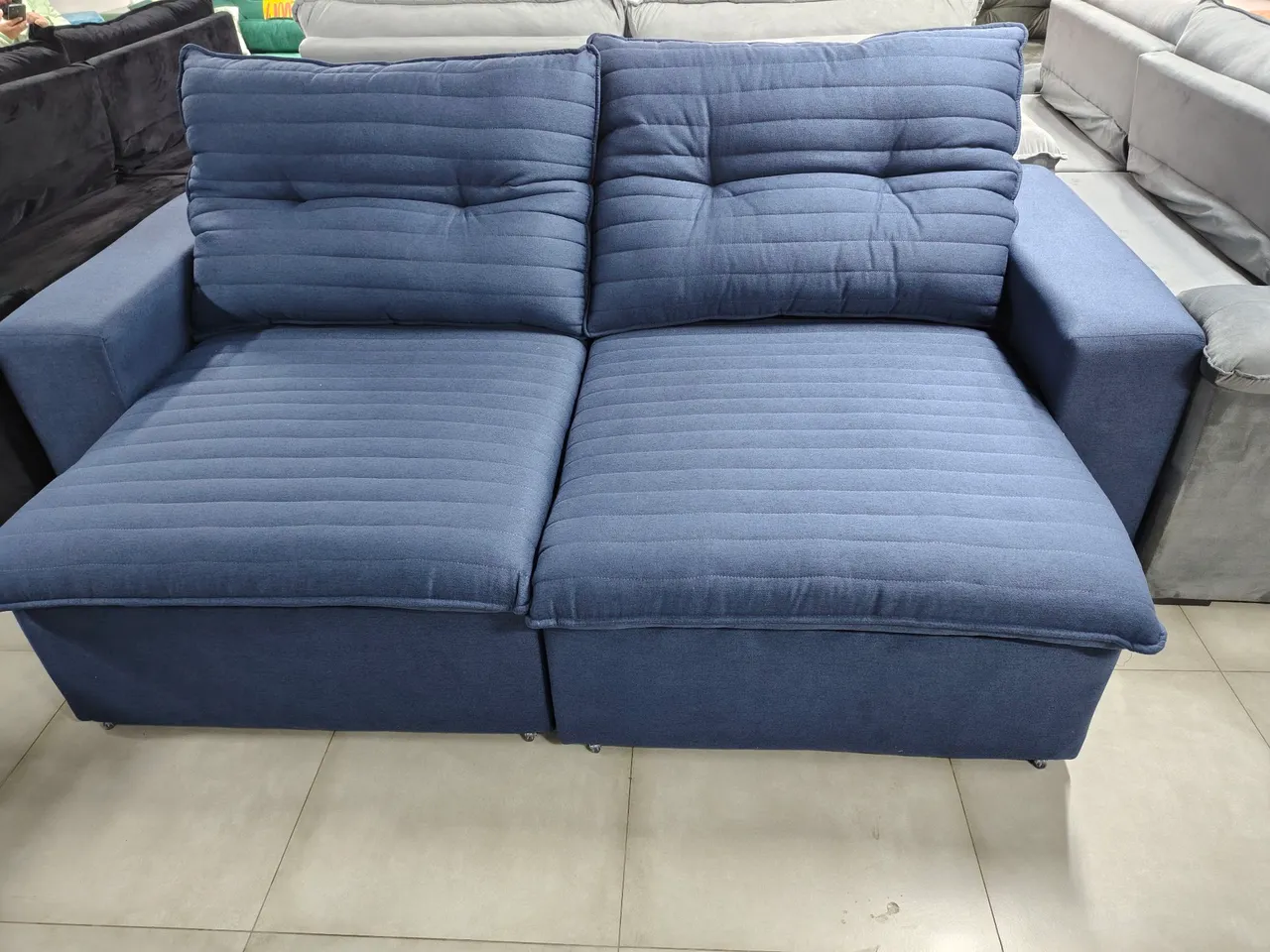 Sofá 2 Lugares Azul Confortável e Moderno