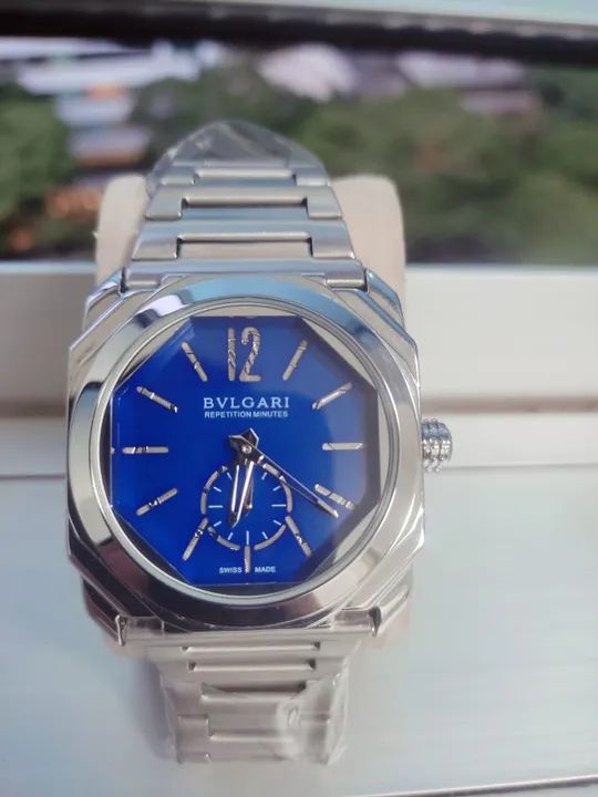 Relógio Bvlgari Octagonal Fundo Azul