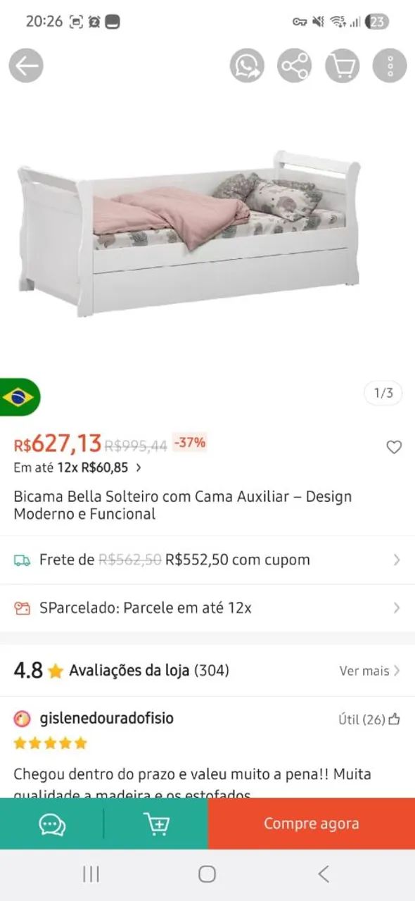 Bicama com cama auxiliar MDF Tebarrot + 2 colchões  - Foto 2