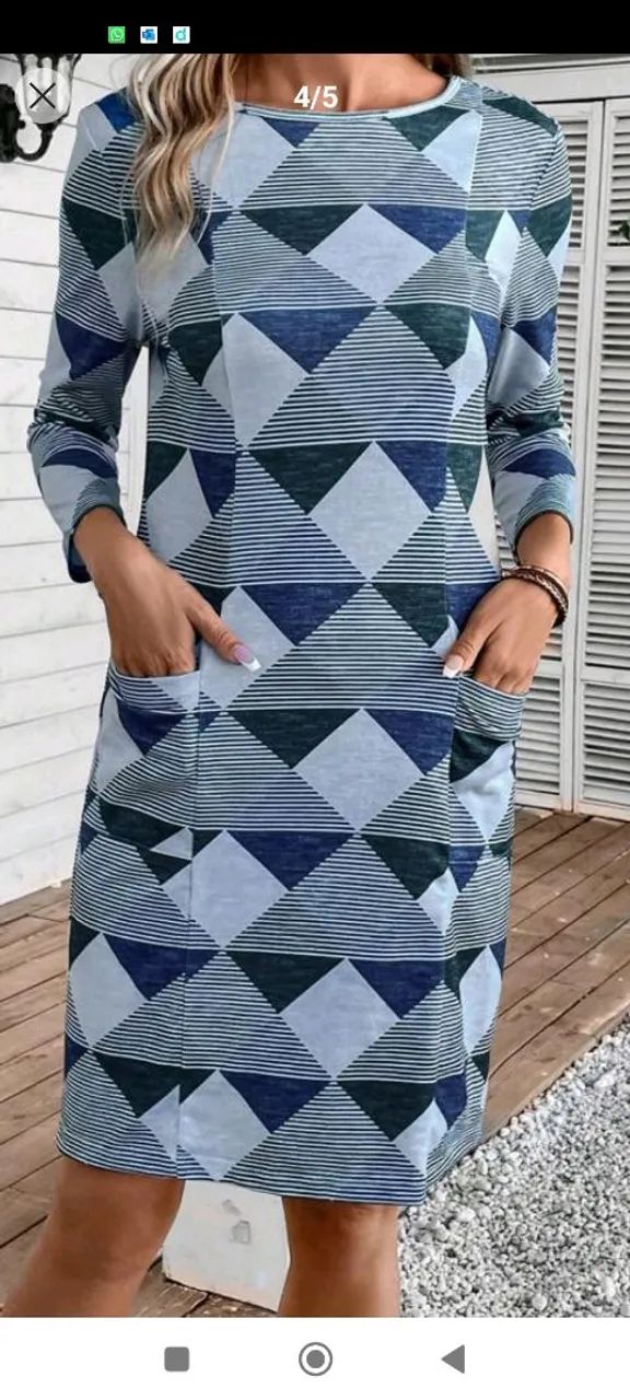 Vestido estampado azul e verde tamanho P - Foto 5