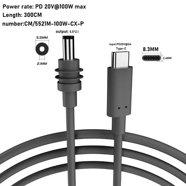 Cabo Starlink Mini para usb-c powerbank 3 e 5Metros