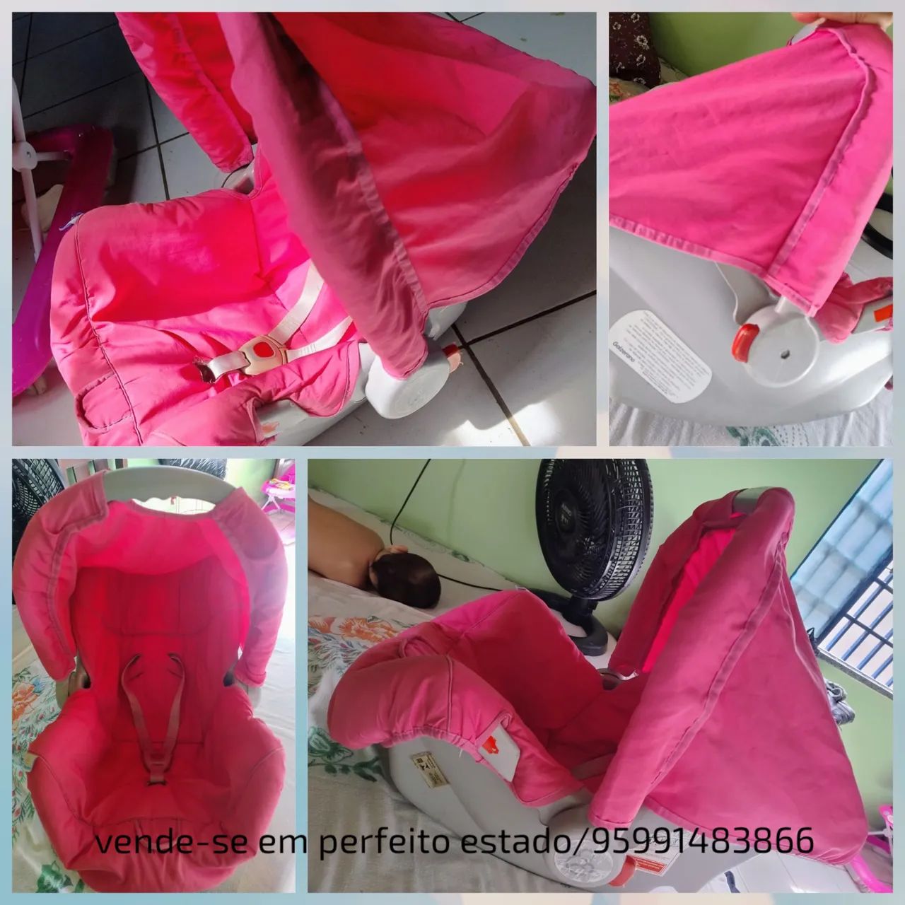 Cadeirinha de carro para bebê - Rosa