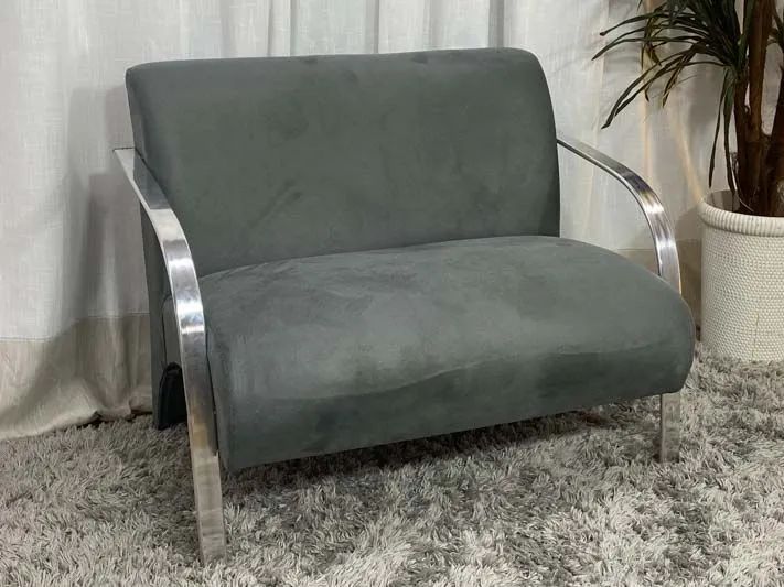 Conjunto de Poltronas 2x1x1 Cinza Braço Alumínio  - Foto 2